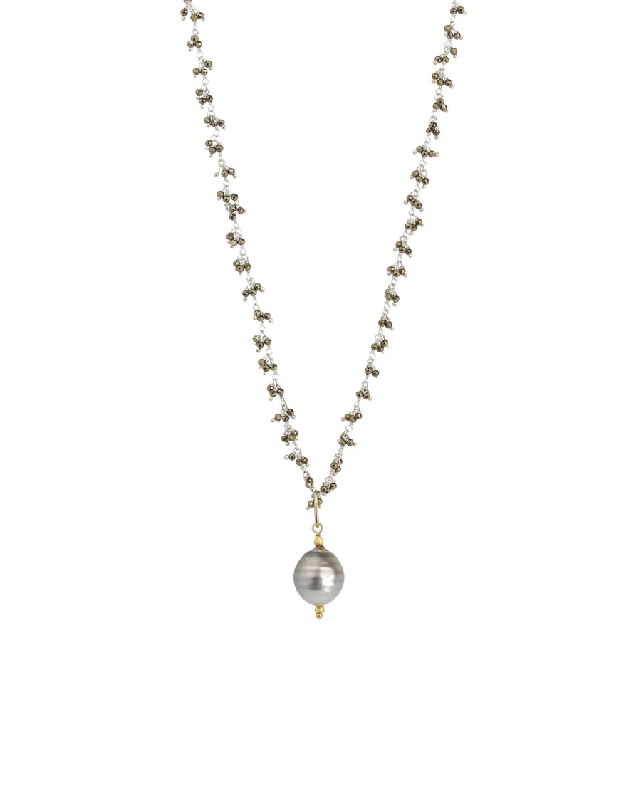 Multi Stone Tahitian Pearl Chain Necklace 22k Gold Vermeil, Sterling Silver