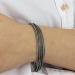 Multi Chain Tahitian Pearl Bracelet 22k Gold Vermeil, Oxidized Sterling Silver