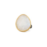 Oval Moonstone Ring 14k Gold Vermeil, Oxidized Sterling Silver / 7