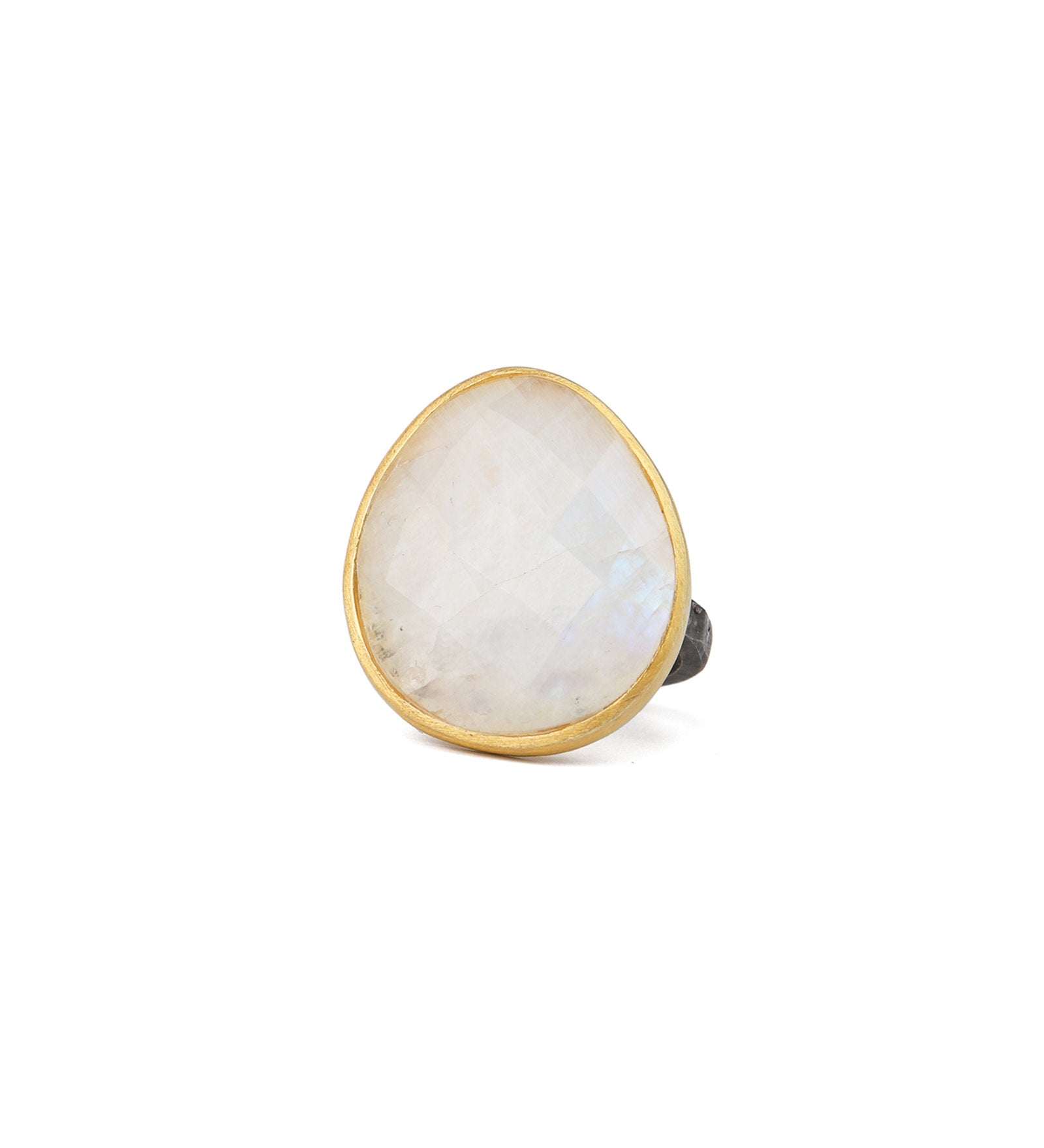 Oval Moonstone Ring 14k Gold Vermeil, Oxidized Sterling Silver / 7
