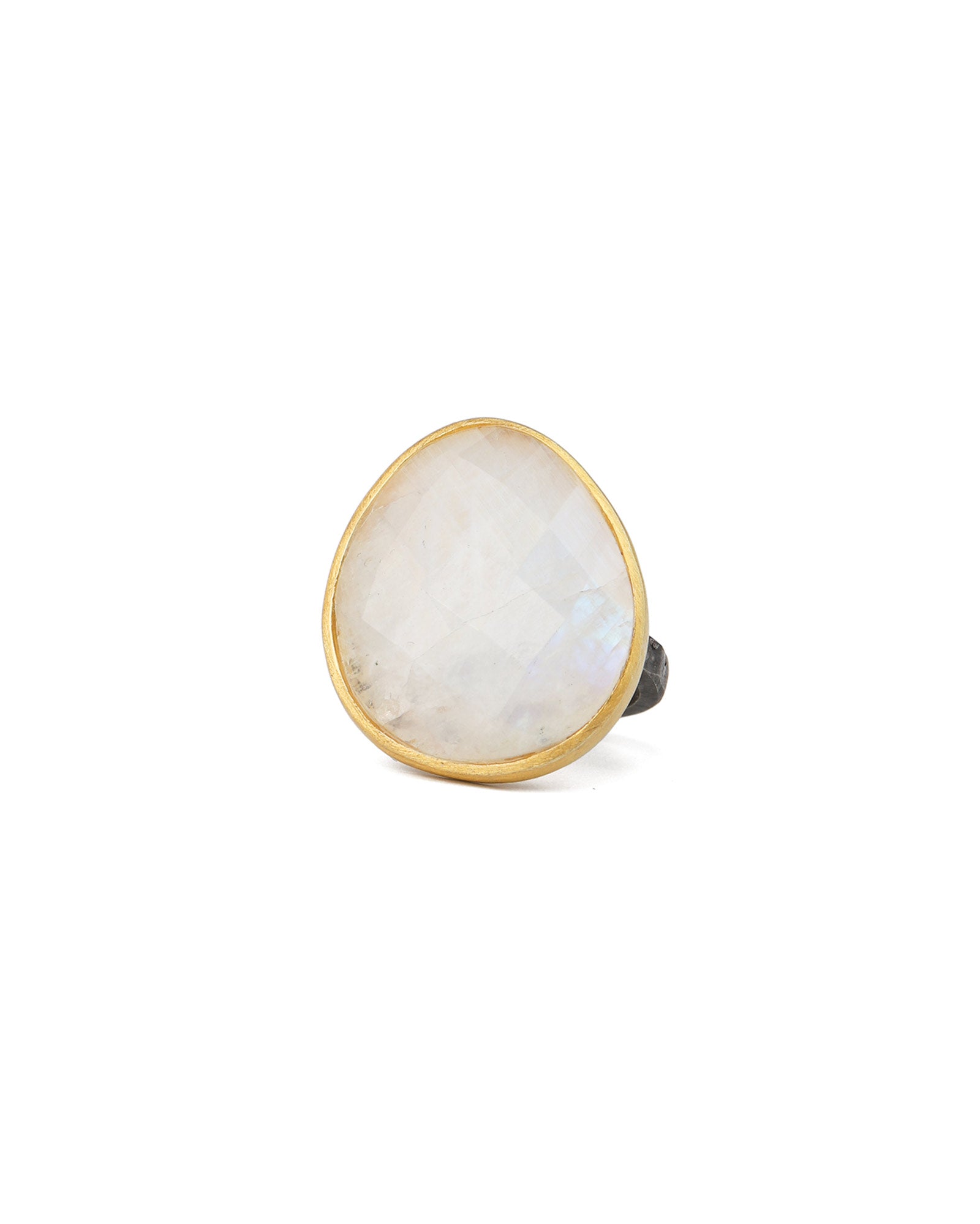 Oval Moonstone Ring 14k Gold Vermeil, Oxidized Sterling Silver / 7