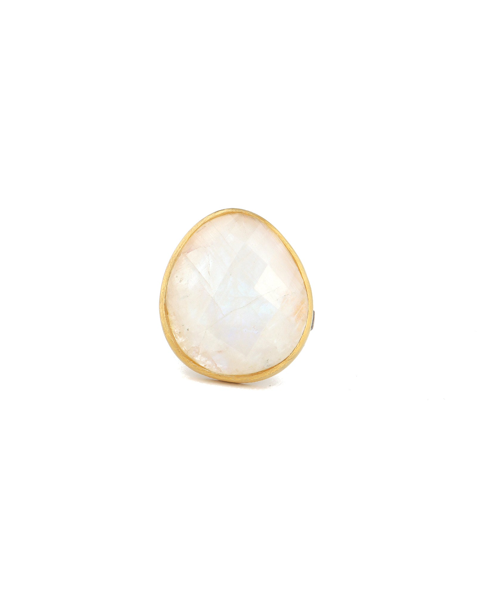 Oval Moonstone Ring 14k Gold Vermeil, Oxidized Sterling Silver / 7