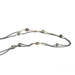 2 Chain Tahitian Pearl Necklace 22k Gold Vermeil, Oxidized Sterling Silver
