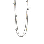 Robindira Unsworth-2 Chain Tahitian Pearl Necklace-Necklaces-22k Gold Vermeil, Oxidized Sterling Silver-Blue Ruby Jewellery-Vancouver Canada