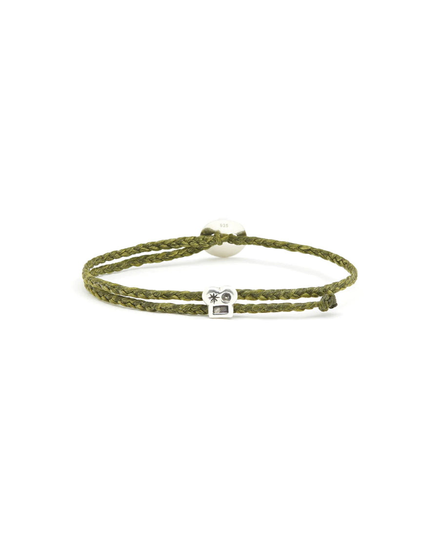 Signature Bracelet Sterling Silver, Olive Waxed Nylon