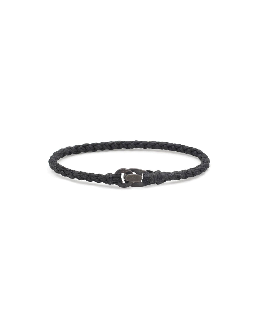 Single Wrap Bracelet Matte Black, Black Waxed Nylon