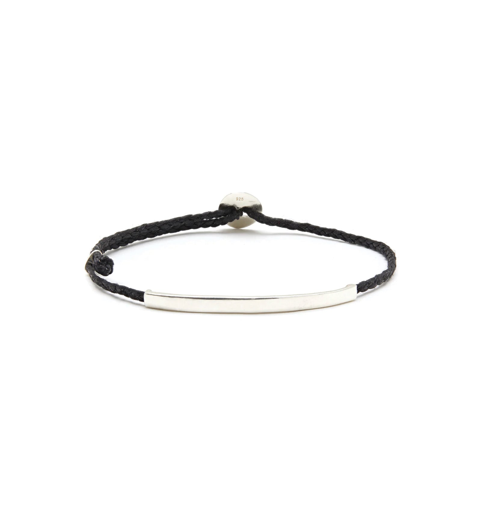 Scosha Mens-ID Signature Bracelet-Bracelets-Sterling Silver, Black Waxed Nylon-Blue Ruby Jewellery-Vancouver Canada