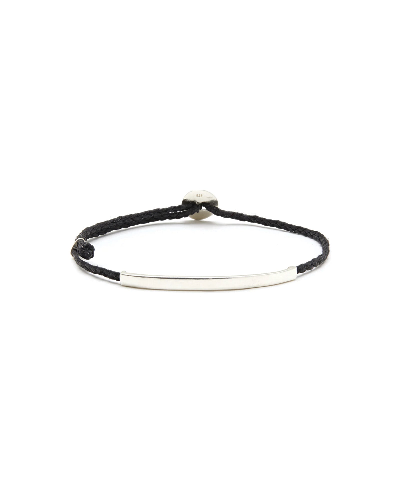 Scosha Mens-ID Signature Bracelet-Bracelets-Sterling Silver, Black Waxed Nylon-Blue Ruby Jewellery-Vancouver Canada