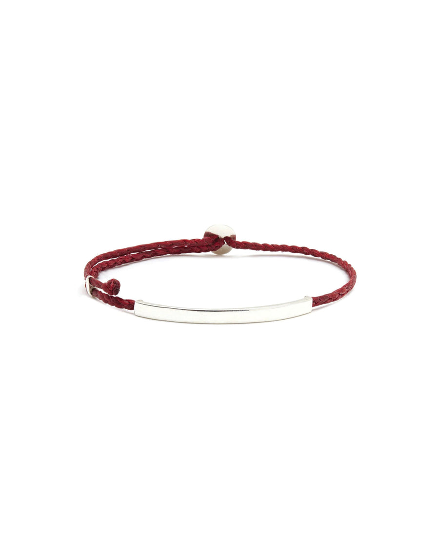 ID Signature Bracelet Sterling Silver, Red Waxed Nylon
