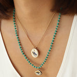 Chai Charm Necklace Gold Filled, Hand Sculpted Porcelain