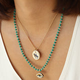 Chai Charm Necklace Gold Filled, Hand Sculpted Porcelain