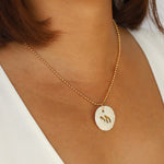 Embossed Chai Charm Necklace Gold Filled, Hand Sculpted Porcelain