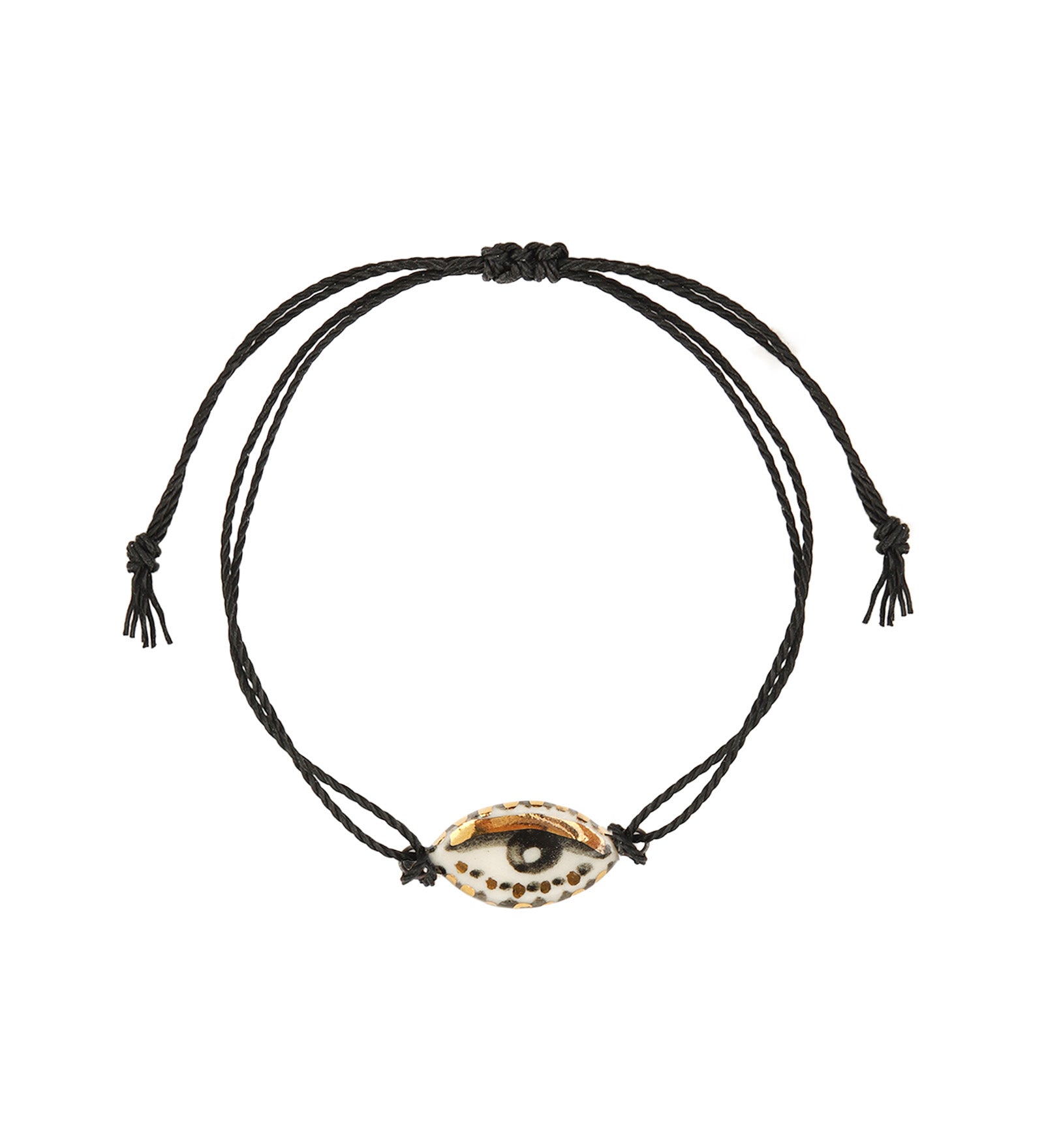 Not So Evil Eye Bracelet Hand Sculpted Porcelain, Thread