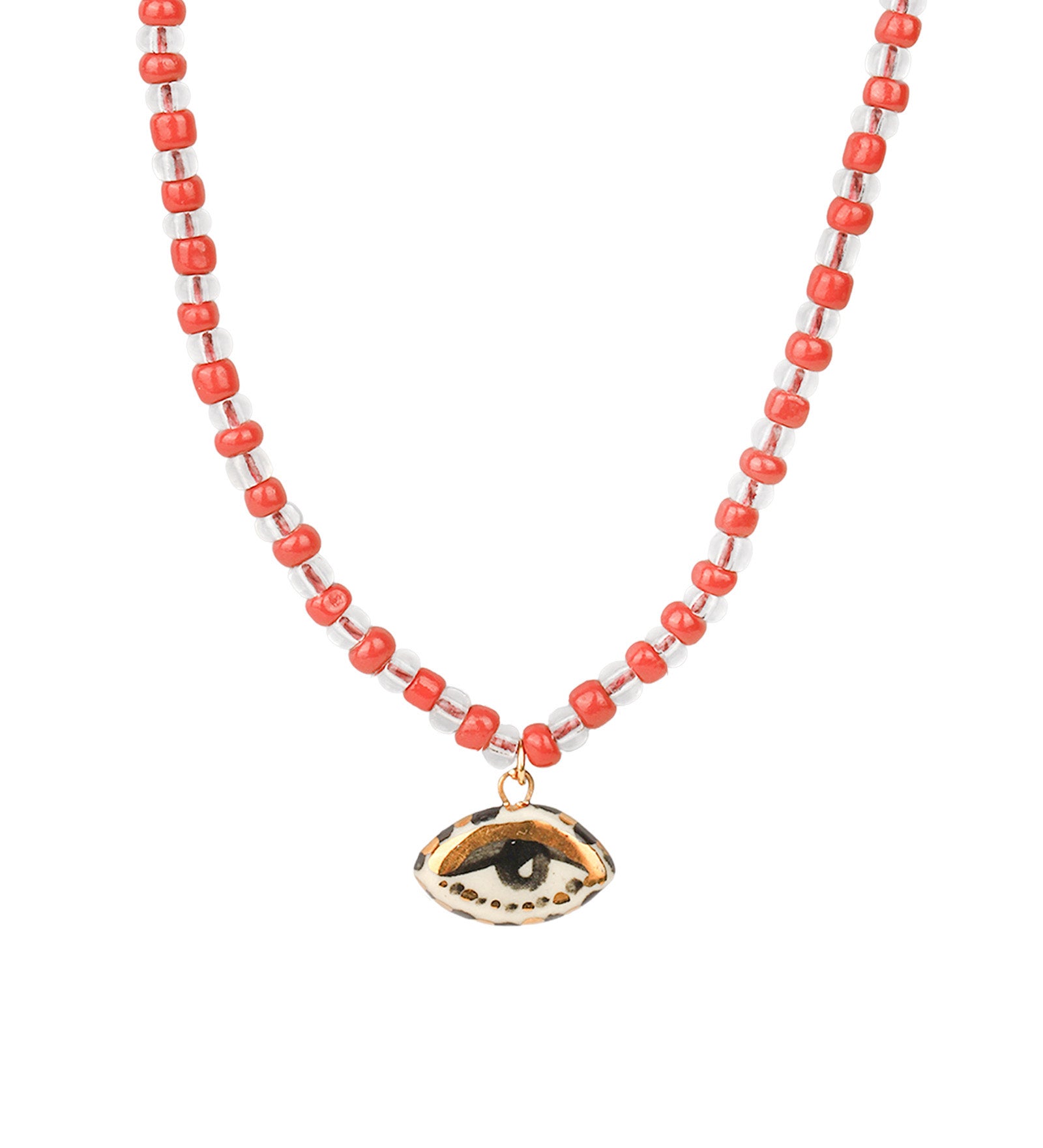 Not So Evil Eye Beaded Necklace Beads, Hand Sculpted Porcelain