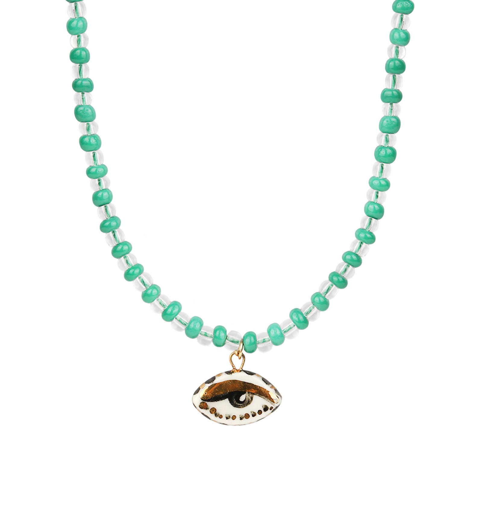 Not So Evil Eye Beaded Necklace Beads, Hand Sculpted Porcelain