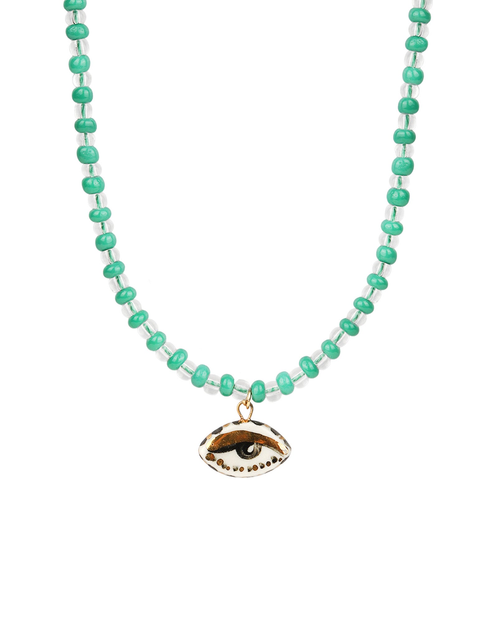 Not So Evil Eye Beaded Necklace Beads, Hand Sculpted Porcelain