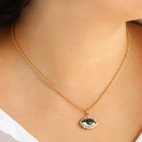 Not So Evil Eye Charm Necklace Gold Filled, Hand Sculpted Porcelain