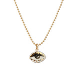 Carola Spitzer-Not So Evil Eye Charm Necklace-Necklaces-Gold Filled, Hand Sculpted Porcelain-Blue Ruby Jewellery-Vancouver Canada