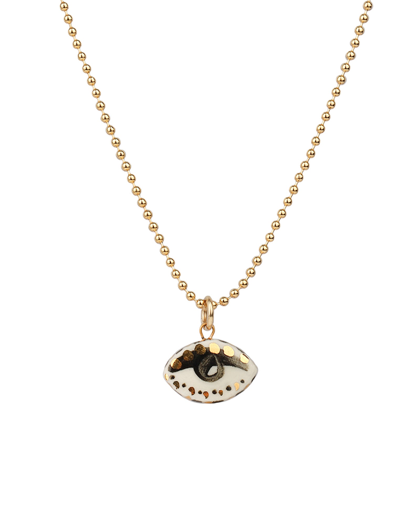 Carola Spitzer-Not So Evil Eye Charm Necklace-Necklaces-Gold Filled, Hand Sculpted Porcelain-Blue Ruby Jewellery-Vancouver Canada
