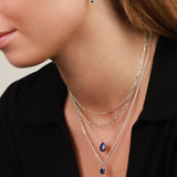 Stoned By Gem Jar-Blue Sapphire Pear Cable Chain Necklace | 8mm-Necklaces-Blue Ruby Jewellery-Vancouver Canada