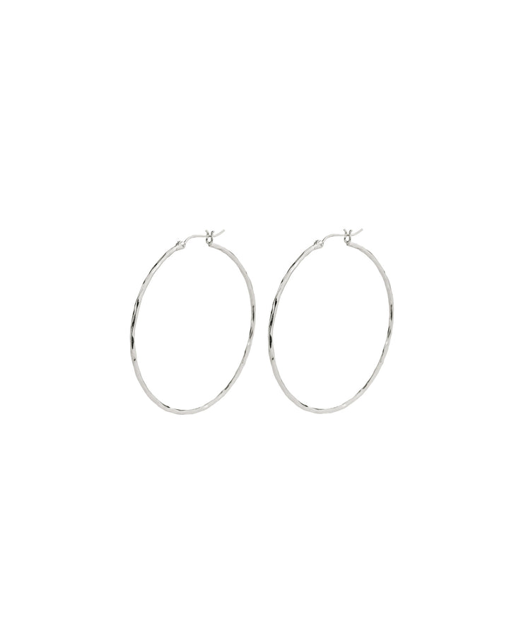 Tashi-Hammered Hoops I 55mm-Earrings-Hammered Sterling Silver-Blue Ruby Jewellery-Vancouver Canada