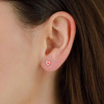 Tashi-Enamel Tiny Heart Stud-Earrings-Sterling Silver, Red Enamel-Blue Ruby Jewellery-Vancouver Canada