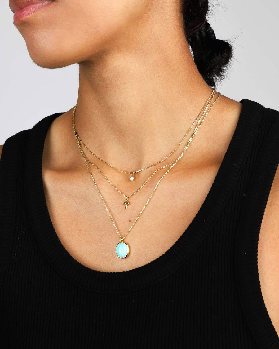 Tashi-Mushroom Necklace-Necklaces-14k Gold Vermeil-Blue Ruby Jewellery-Vancouver Canada