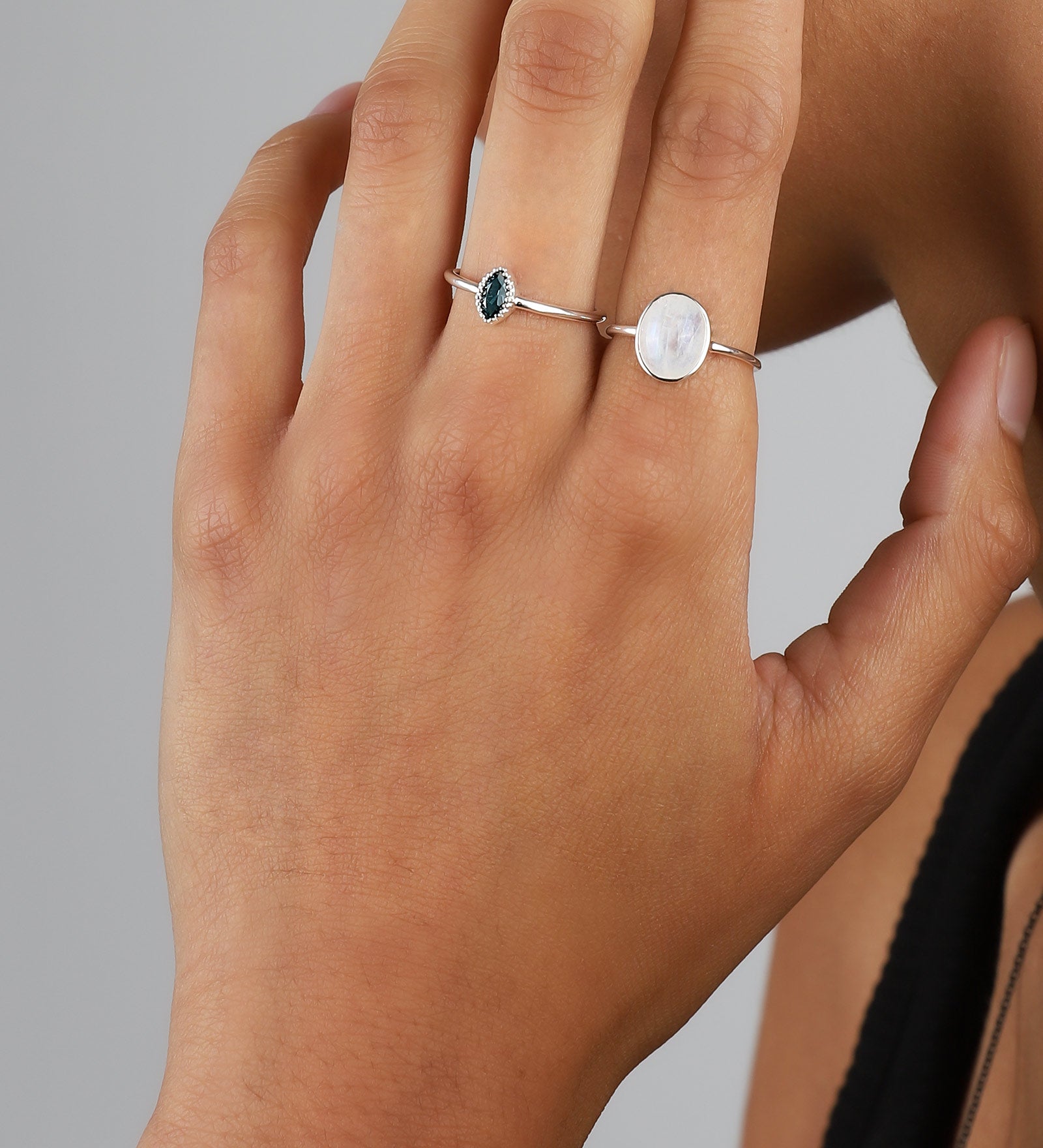 Miligrain Marquise Stone Ring Sterling Silver, London Blue Topaz / 6