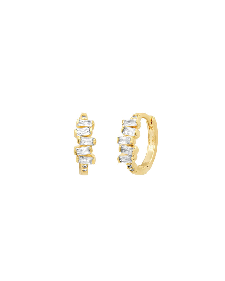 Tai-Stacked Baguette Huggies I 14mm-Earrings-Gold Plated, Cubic Zirconia-Blue Ruby Jewellery-Vancouver Canada