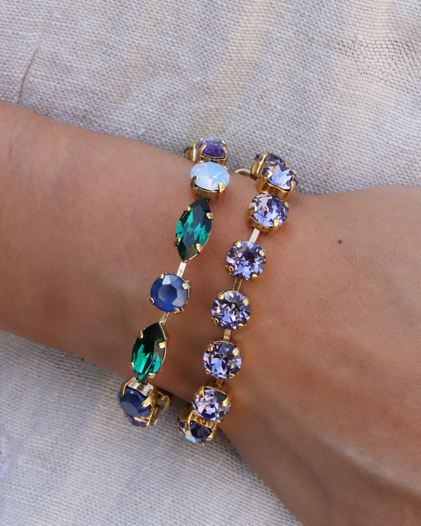 TOVA-Camren Bracelet-Bracelets-Gold Plated, Berry Mix Crystal-Blue Ruby Jewellery-Vancouver Canada