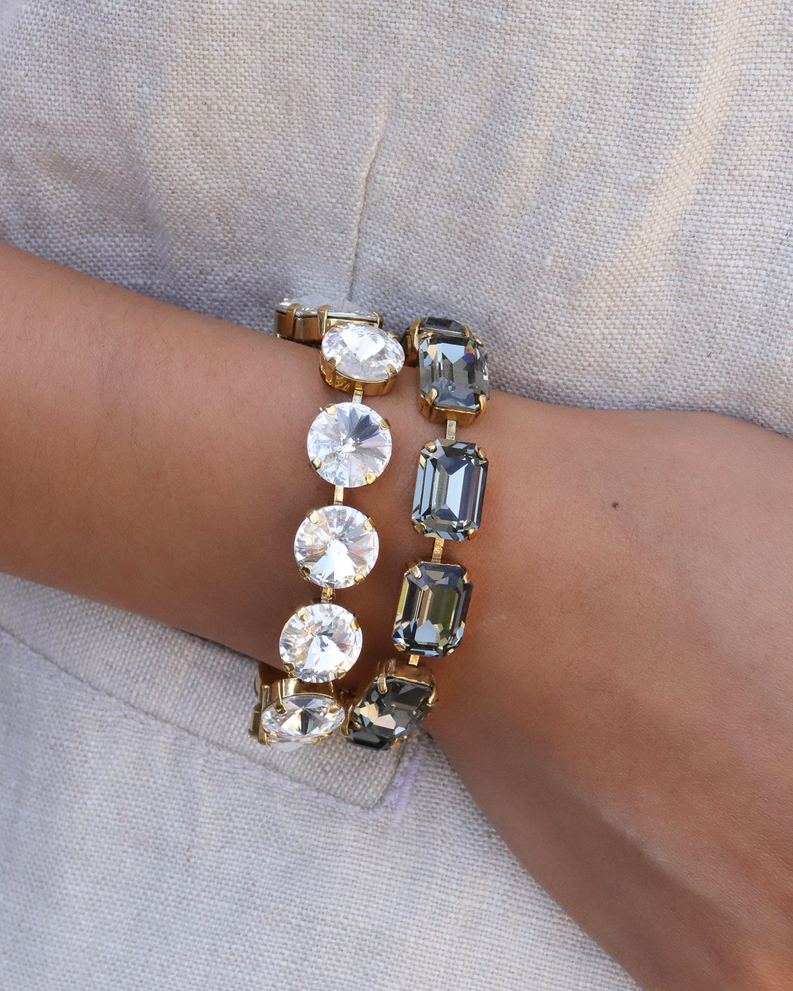 TOVA-Croatia Bracelet-Bracelets-Gold Plated, White Crystal-Blue Ruby Jewellery-Vancouver Canada