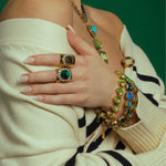 Erina Bracelet Gold Plated, Blue/Green Crystal