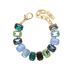 Erina Bracelet Gold Plated, Blue/Green Crystal