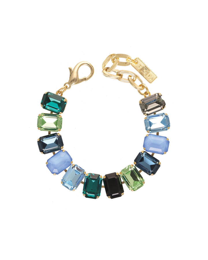 Erina Bracelet Gold Plated, Blue/Green Crystal