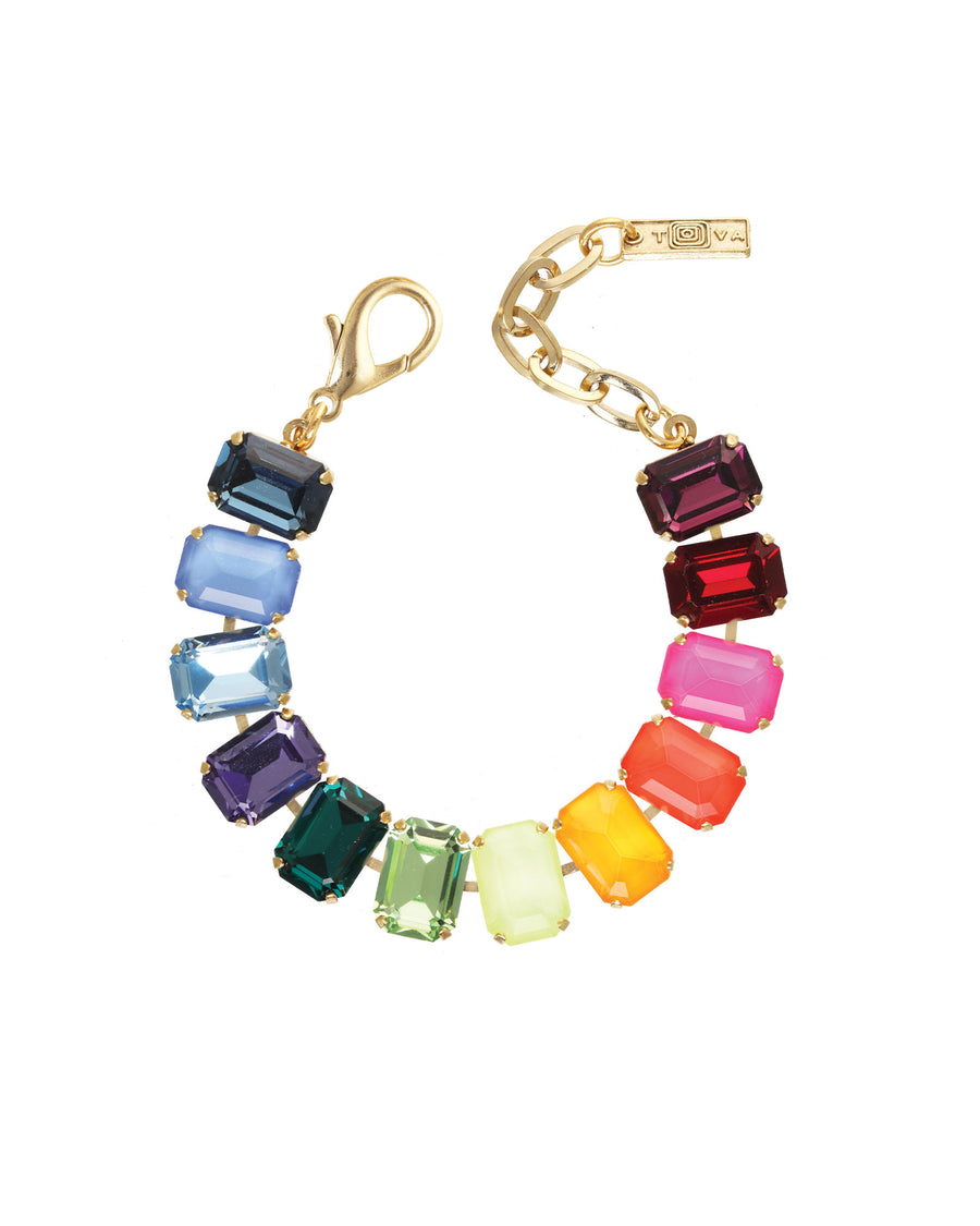 Erina Bracelet Gold Plated, Rainbow Crystal