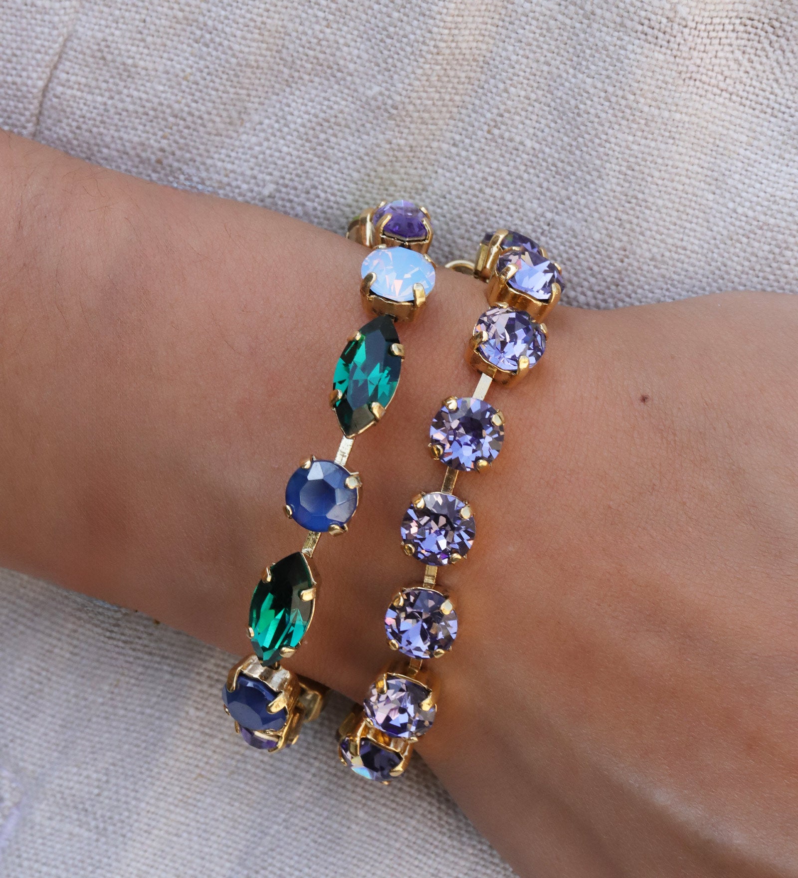 TOVA-Oakland Bracelet-Bracelets-Gold Plated, Tanzanite Crystal-Blue Ruby Jewellery-Vancouver Canada
