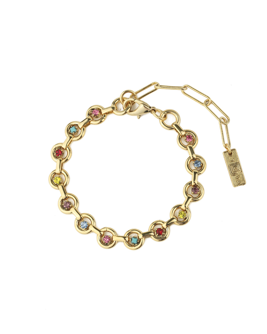 TOVA-Juniper Bracelet-Bracelets-Gold Plated, Rainbow Crystal-Blue Ruby Jewellery-Vancouver Canada