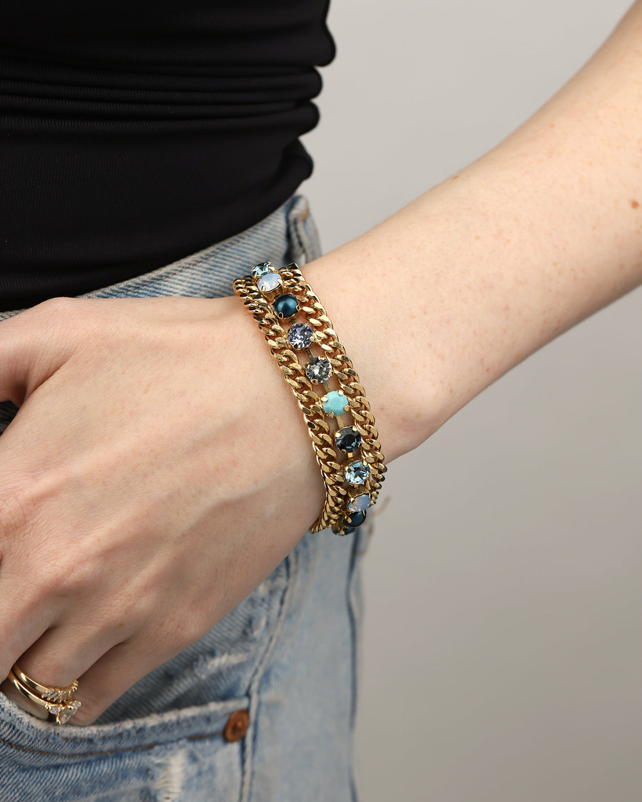 TOVA-Maeve Bracelet-Bracelets-Gold Plated, Blue Multi Crystal-Blue Ruby Jewellery-Vancouver Canada