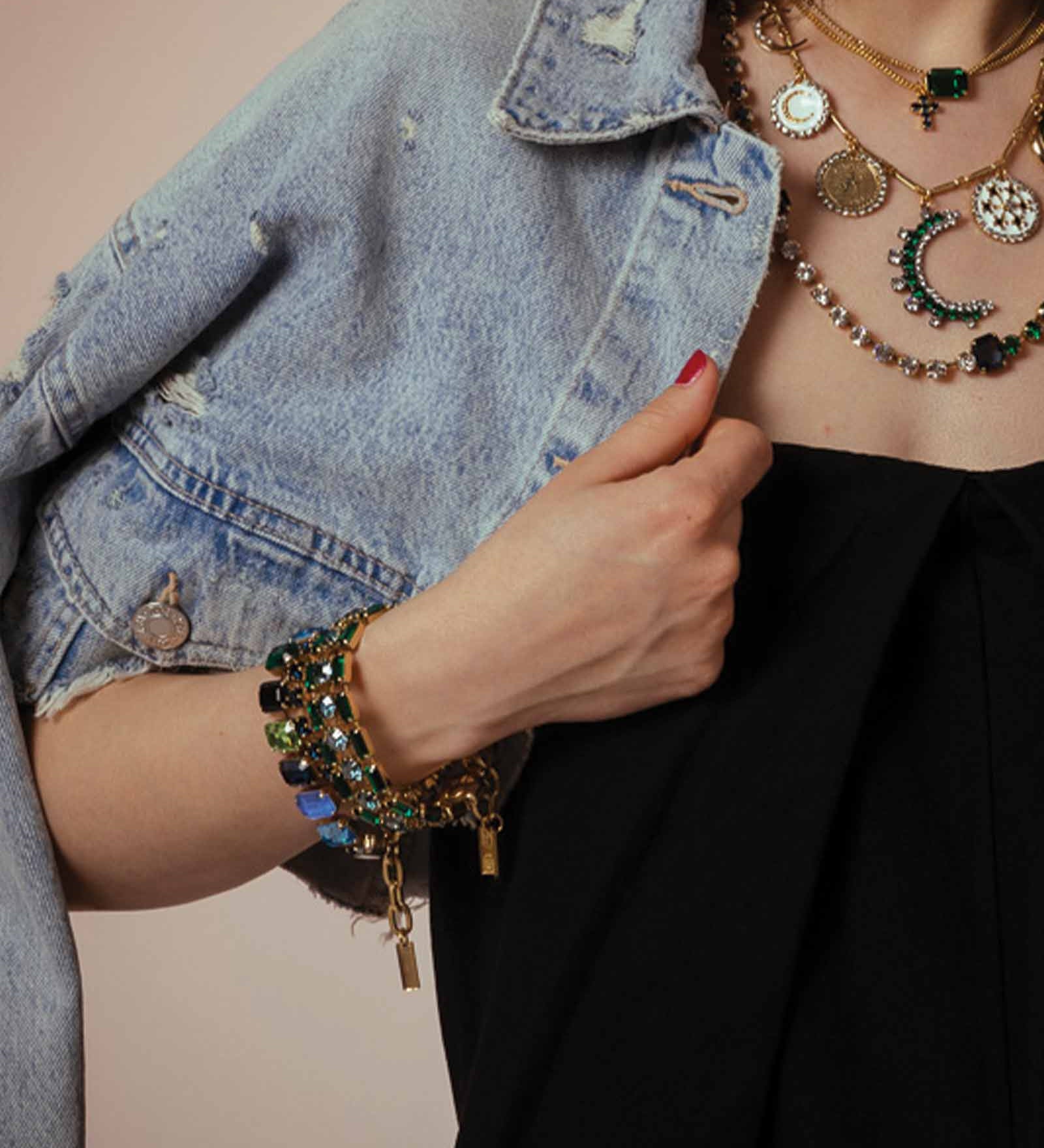 Makenna Bracelet Gold Plated, Emerald Crystal