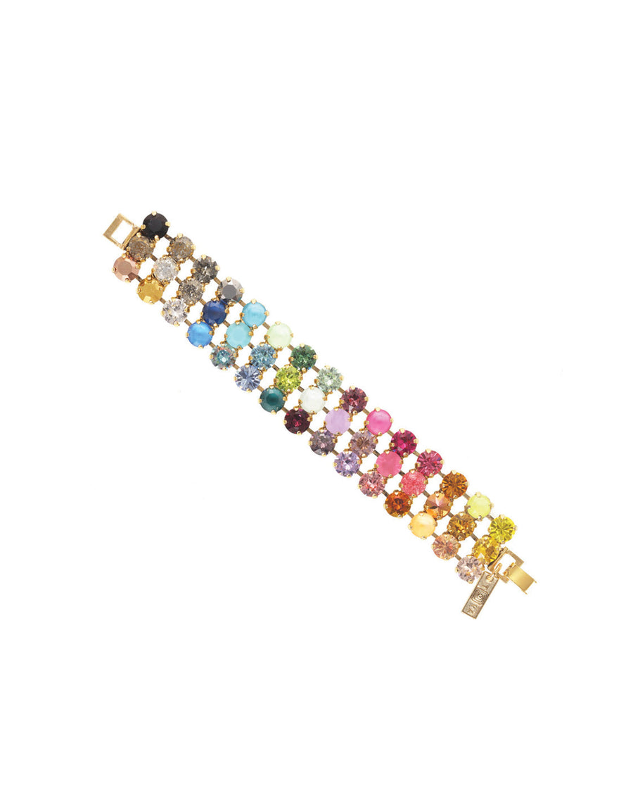 Mini Rainbow Ombre Bracelet Gold Plated, Ombre Rainbow Crystal