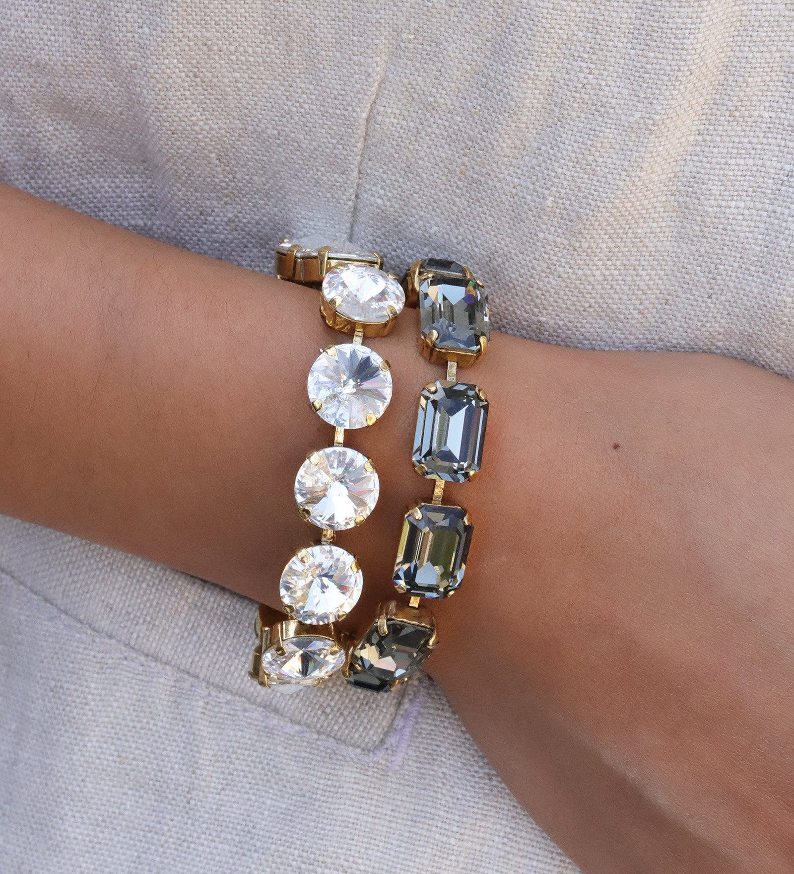 TOVA-Monique Bracelet-Bracelets-Gold Plated, Black Diamond Crystal-Blue Ruby Jewellery-Vancouver Canada