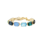 TOVA-Monique Bracelet-Bracelets-Gold Plated, Blue Green Mixed Crystal-Blue Ruby Jewellery-Vancouver Canada