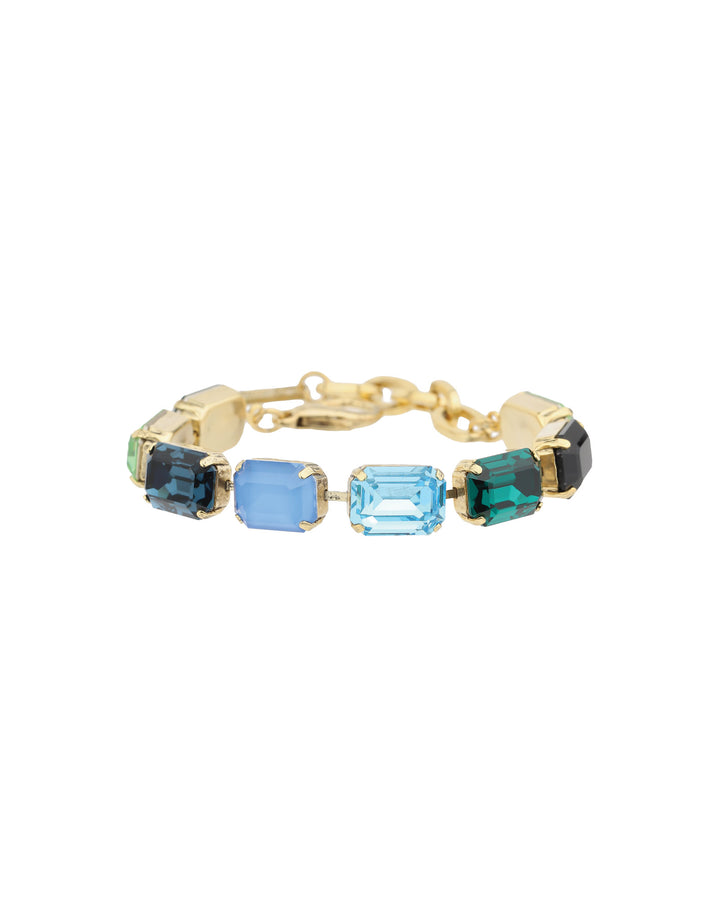TOVA-Monique Bracelet-Bracelets-Gold Plated, Blue Green Mixed Crystal-Blue Ruby Jewellery-Vancouver Canada