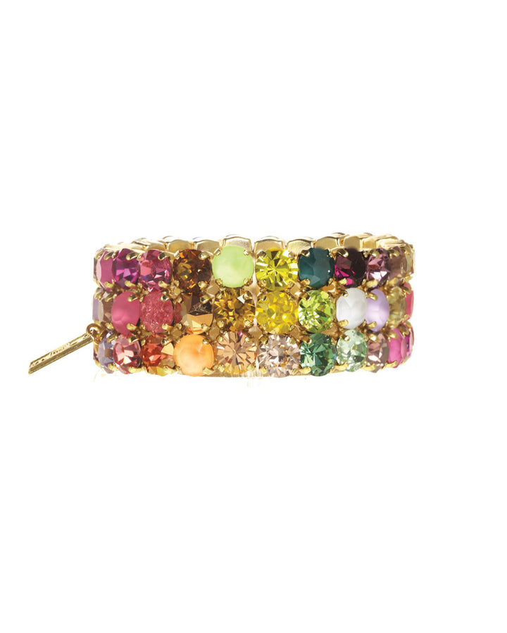 Olivia 3 Strand Bracelet Gold Plated, Rainbow Ombre Crystal