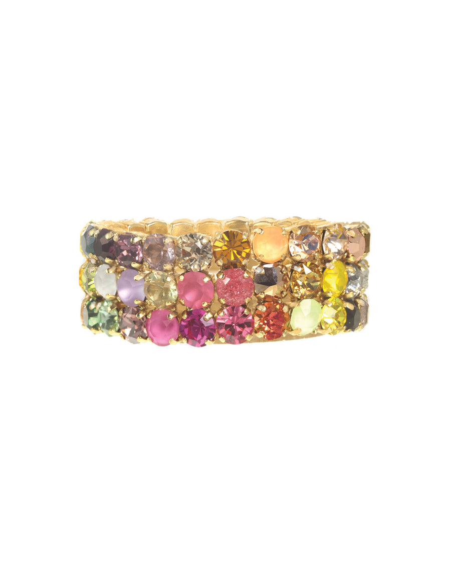 Olivia 3 Strand Bracelet Gold Plated, Rainbow Ombre Crystal