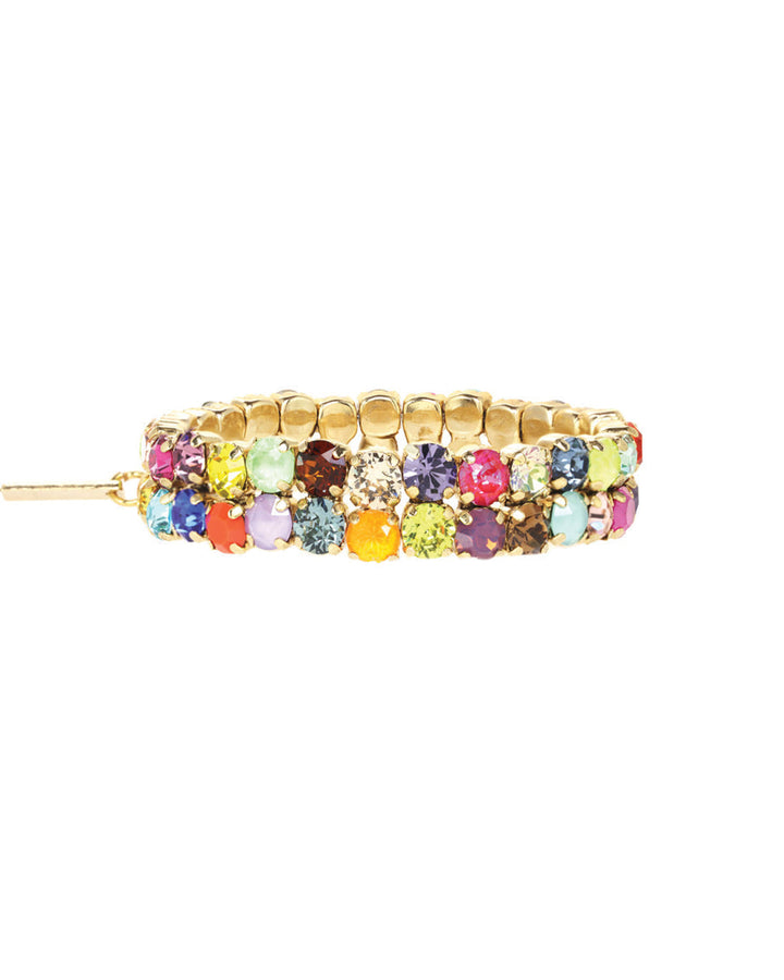 Olivia 2 Strand Bracelet Gold Plated, Rainbow Ombre Crystal