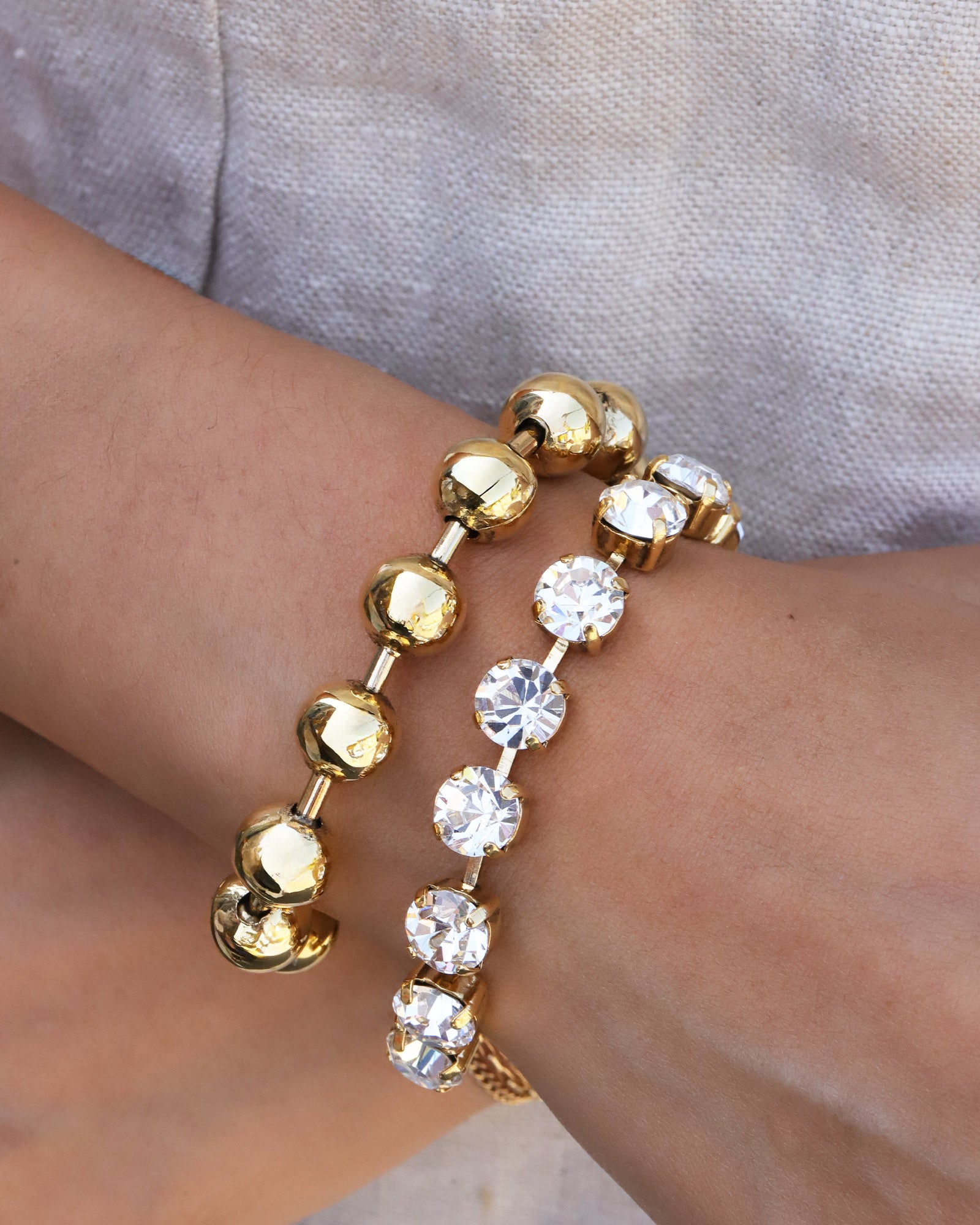TOVA-Radmilla Bracelet | 10mm-Bracelets-Gold Plated-Blue Ruby Jewellery-Vancouver Canada