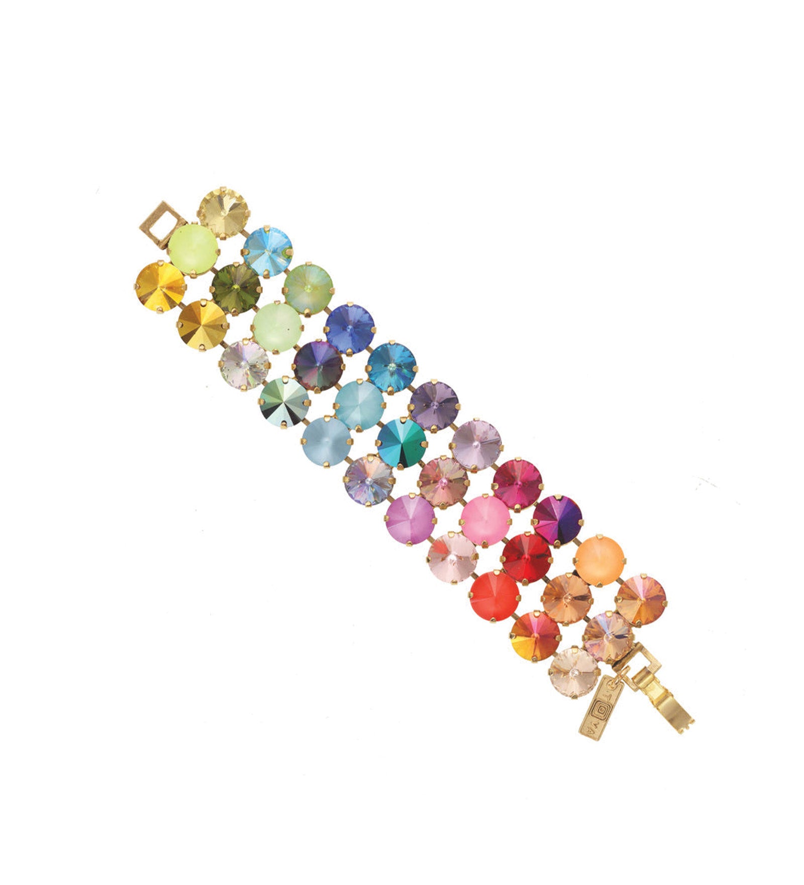 Rainbow Ombre Bracelet Gold Plated, Rainbow Ombre Crystal