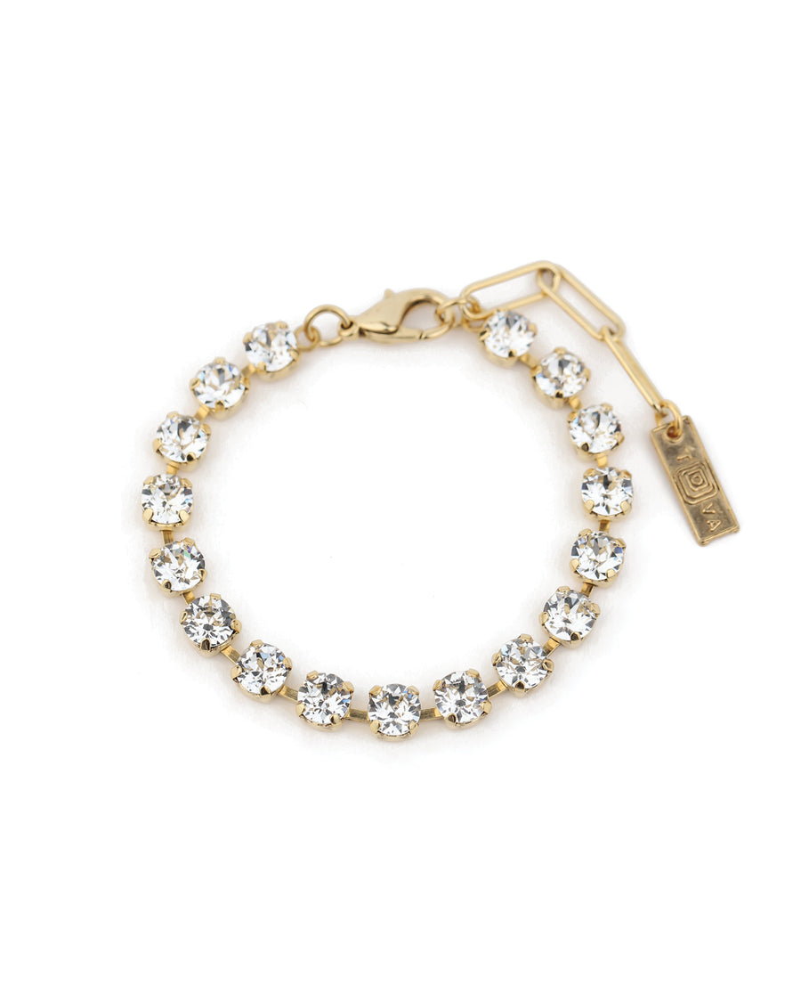 TOVA-Sarina Bracelet-Bracelets-Gold Plated, White Crystal-Blue Ruby Jewellery-Vancouver Canada