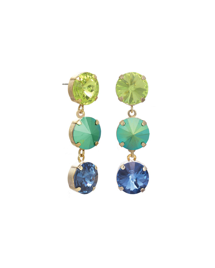 TOVA-Dionne Earrings-Earrings-14k Gold Plated, Blue Green Crystal-Blue Ruby Jewellery-Vancouver Canada